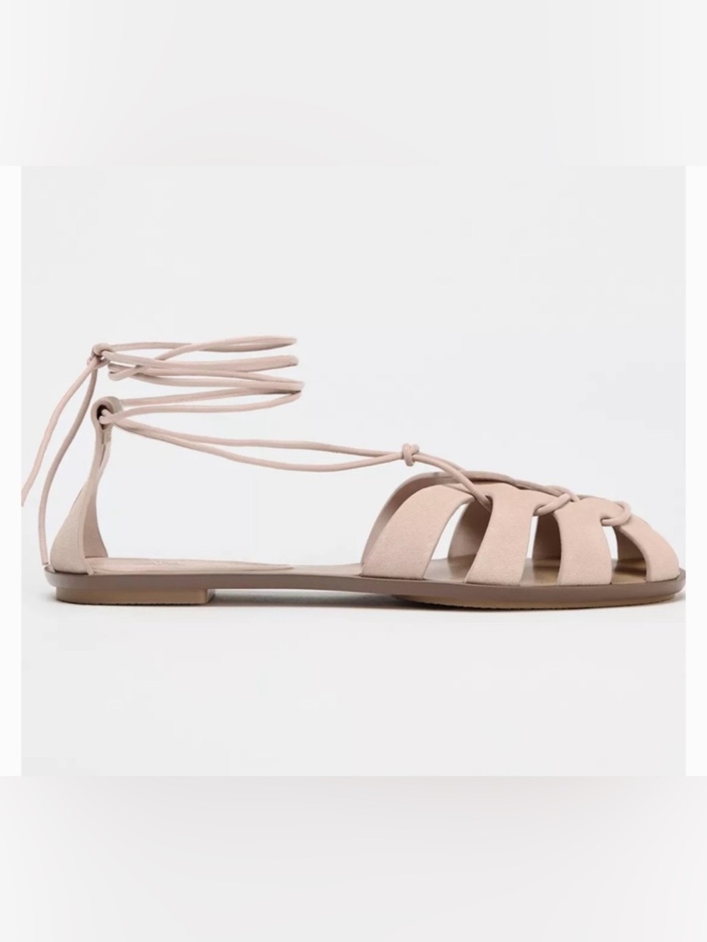 NWT Zara Lace-Up Strappy Flat fisherman Sandals